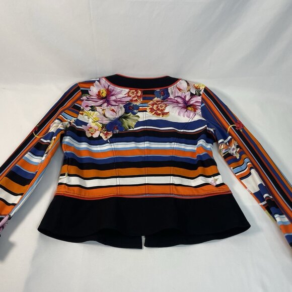 Joseph Ribkoff Floral & Stripe Zip Jacket – Size 10 (CAN/USA) - Picture 12 of 15